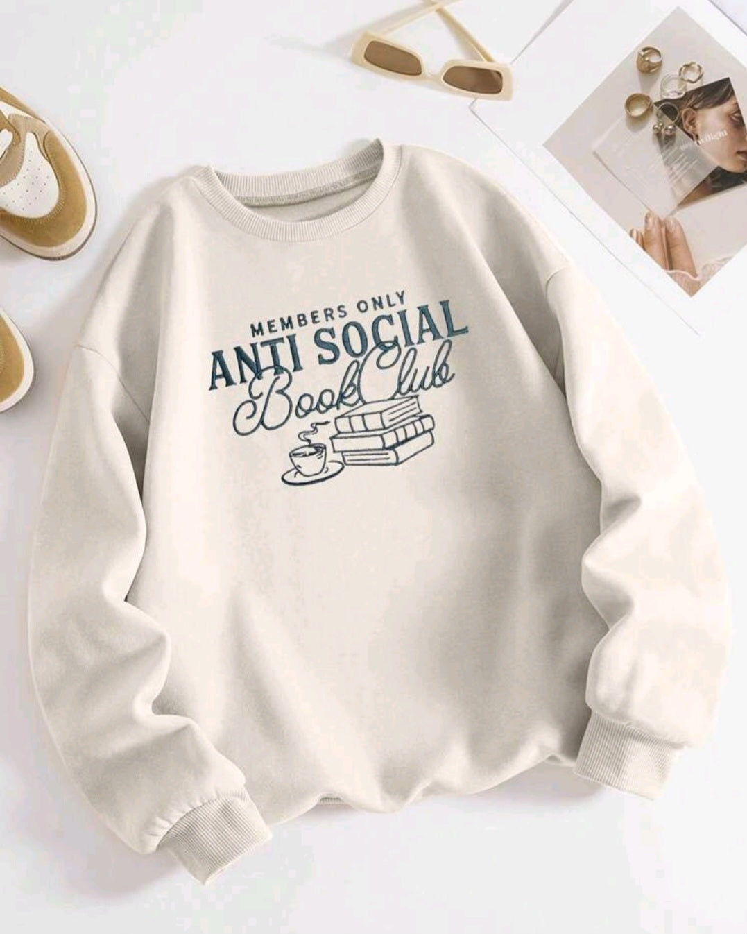 Book Club Jumper/Sweatshirt- Cream