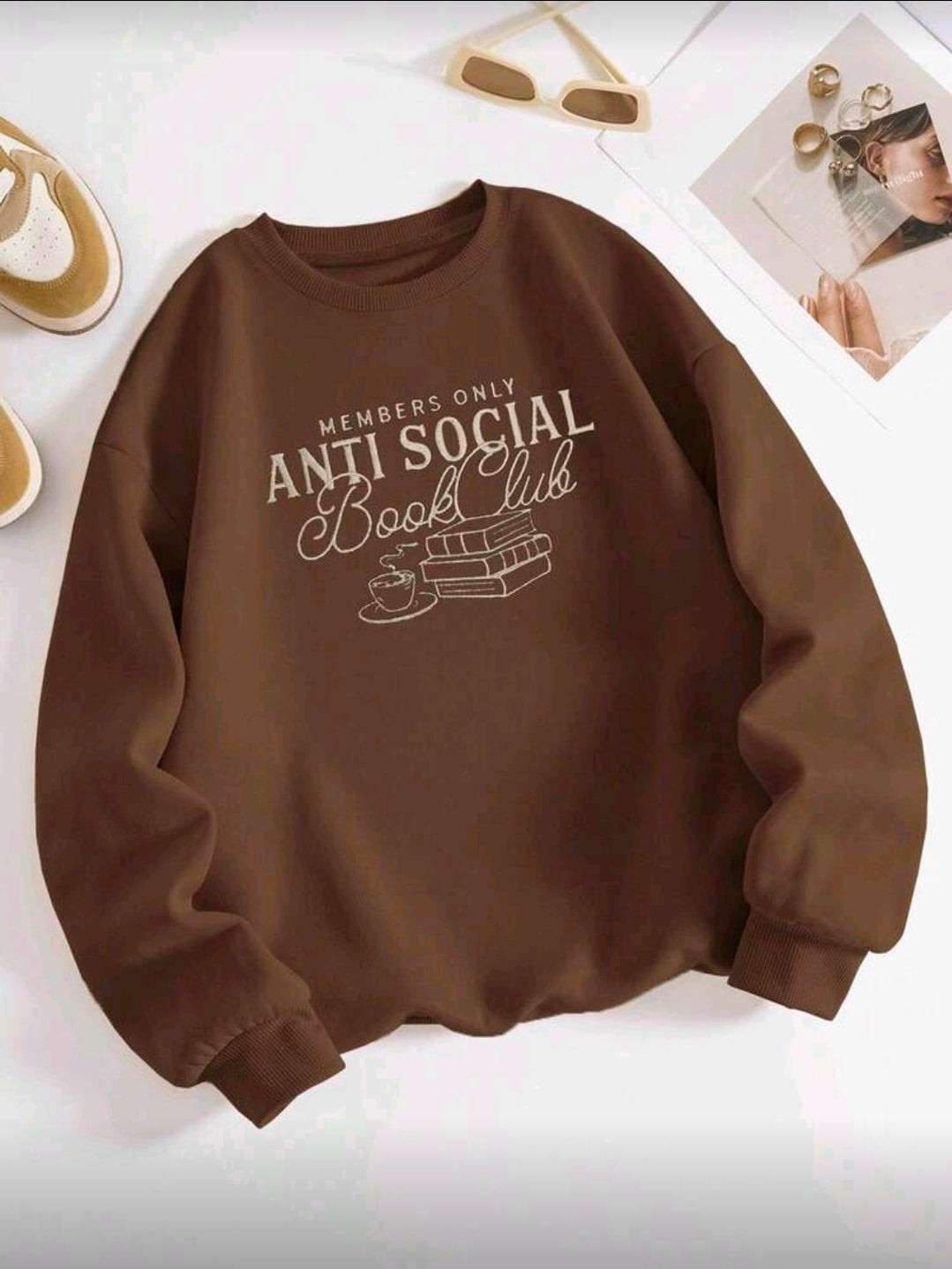 Book Club Jumper/Sweatshirt- Brown