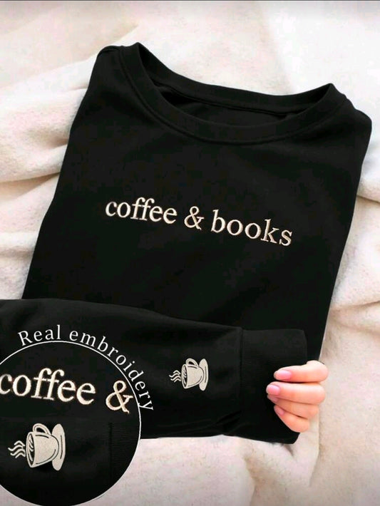 Books and Coffee Jumper/Sweatshirt- Black