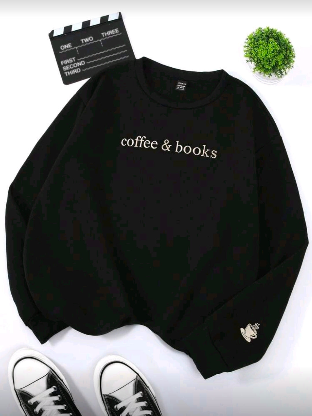 Books and Coffee Jumper/Sweatshirt- Black