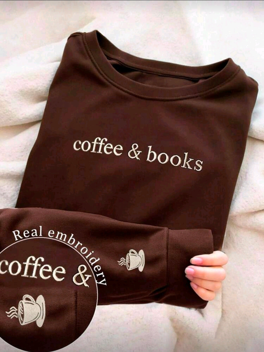 Coffee and Books Jumper/Sweatshirt- Brown