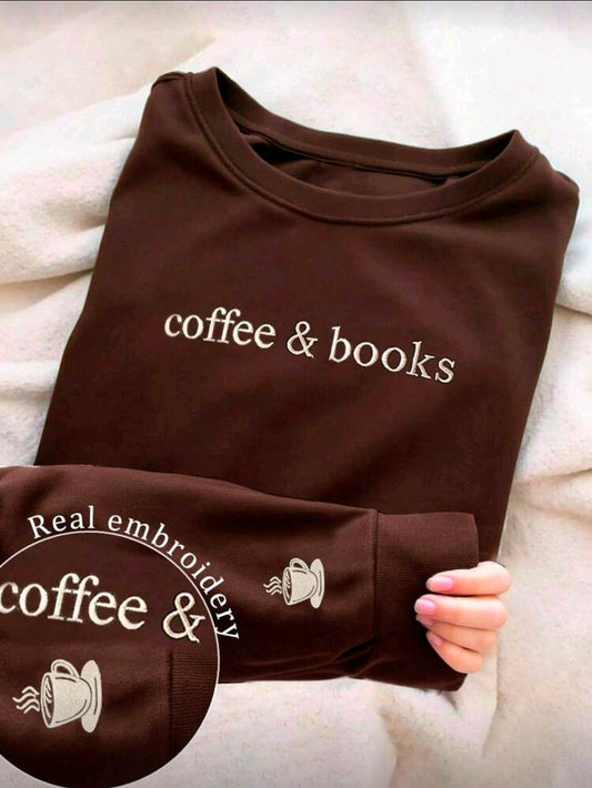 Coffee and Books Jumper/Sweatshirt- Brown