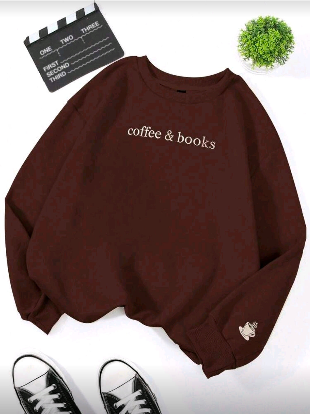 Coffee and Books Jumper/Sweatshirt- Brown